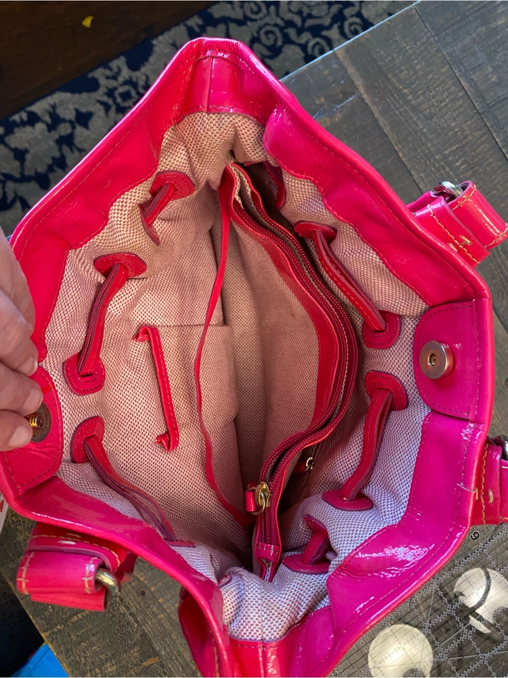 Dooney & Bourke Chiara Hot Pink Patent Leather Shoulder Bag - Picture 8 of 11